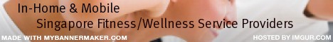 Banner link to Singapore's directory and guide to personal fitness trainers, aerobic instructors, fitness coaches, pilates teachers, yoga masters, and other fitness/wellness professionals who provide in-home, mobile, house-call services throughout Singapore. 