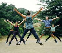 Image of a group fitness boot camp training session in progress.