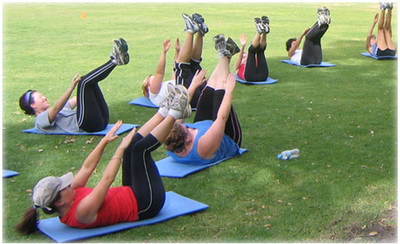 Image of a fitness boot camp in session. 