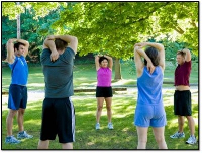Photo of small group fitness training and boot camp in progress.