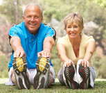 Image of a senior couple exercising together.